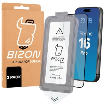 Szkło hartowane z ramką do łatwej aplikacji Bizon Glass Aplikator do iPhone 16 Pro, 2 sztuki