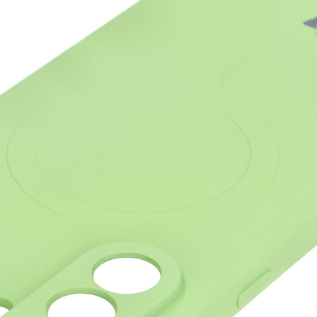Silikonowe etui z pierścieniem magnetycznym Bizon Case Silicone Magnetic Sq do Galaxy A56 5G, jasnozielone