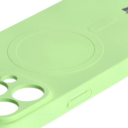 Etui silikonowe z pierścieniem magnetycznym Bizon Case Silicone Magnetic do iPhone 15 Pro Max, jasnozielone