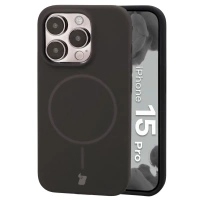Silikonowe etui z pierścieniem magnetycznym Bizon Soft Case Magnetic do iPhone 15 Pro, czarne