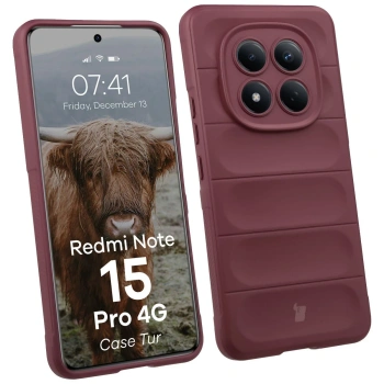 Pancerne etui Bizon Case Tur do Xiaomi Redmi Note 15 Pro 4G, burgundowe