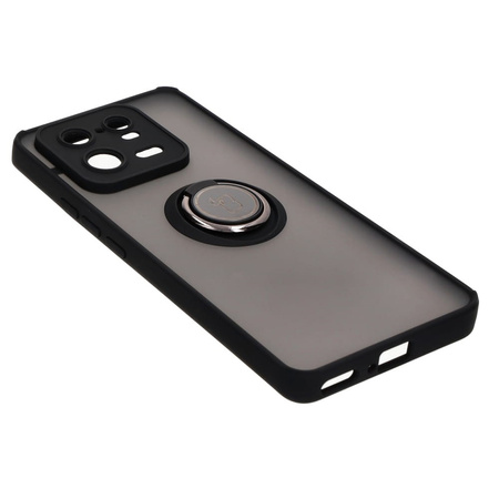 Etui z uchwytem na palec Bizon Case Hybrid Ring do Xiaomi 13 Pro, przydymione z czarną ramką