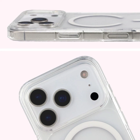 Etui z pierścieniem magnetycznym Bizon Case CrystalO do iPhone 17 Pro, przezroczyste