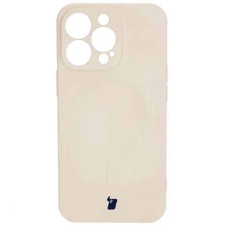 Etui silikonowe z pierścieniem magnetycznym Bizon Case Silicone Magnetic do iPhone 13 Pro, beżowe