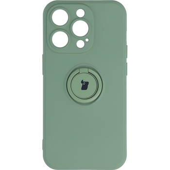 Etui Bizon Case Silicone Ring Sq do iPhone 14 Pro, jasnozielone