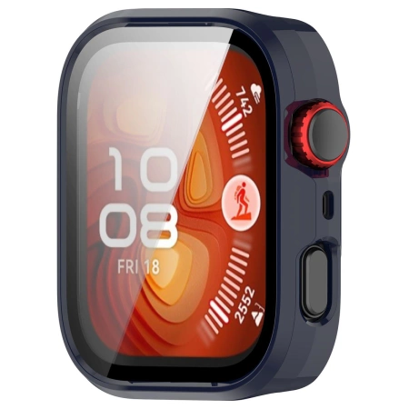 Etui ze szkłem do zegarka Bizon Case Watch Adamo do Huawei Watch Fit 4 Pro, niebieskie