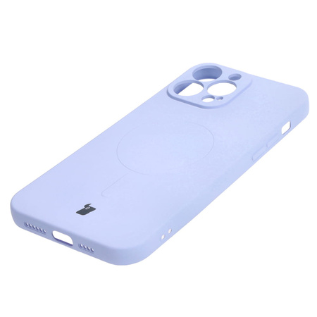 Etui silikonowe z pierścieniem magnetycznym Bizon Case Silicone Magnetic do iPhone 13 Pro Max, jasnofioletowe