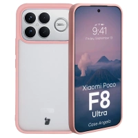 Etui Bizon Case Angelo do Xiaomi POCO F8 Ultra, półprzezroczyste z jasnoróżową ramką