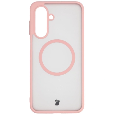 Etui z pierścieniem magnetycznym Bizon Case MatteO do Galaxy A17 5G, przydymione-jasnoróżowe