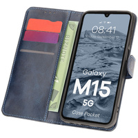 Etui z klapką Bizon Case Pocket do Galaxy M15 5G, granatowe