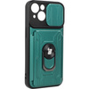 Etui Bizon Case Camshield Card Slot Ring do iPhone 14, zielone
