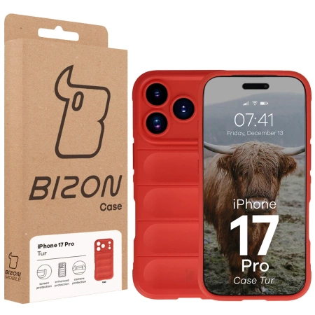 Pancerne etui Bizon Case Tur do iPhone 17 Pro, czerwone