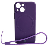 Etui Bizon Case Silicone Magnetic Sq do Apple iPhone 13 Mini, śliwkowe