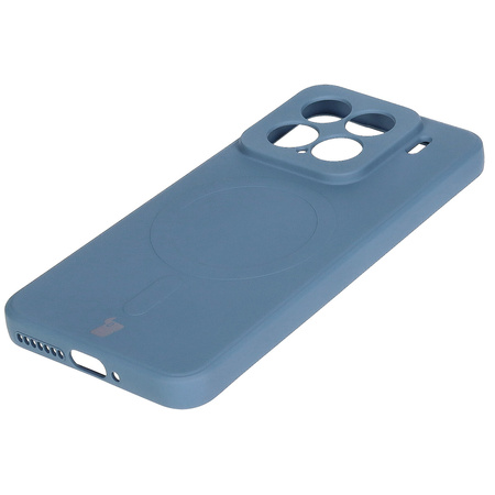 Silikonowe etui z pierścieniem magnetycznym Bizon Case Silicone Magnetic Sq do Xiaomi 15, granatowe