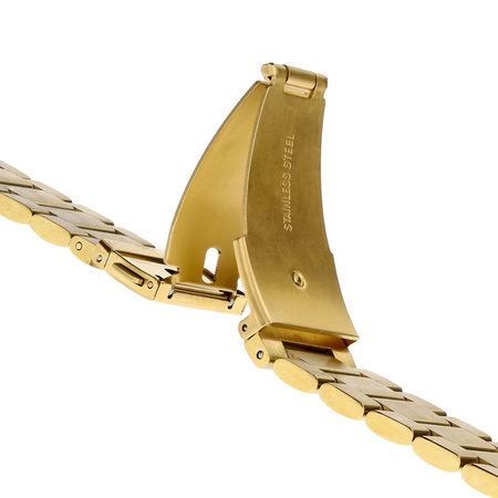 Pasek ze stali nierdzewnej Bizon Strap Watch Aura do Galaxy Watch FE/7/6/6 Classic/5/5 Pro/4/4 Classic, złoty