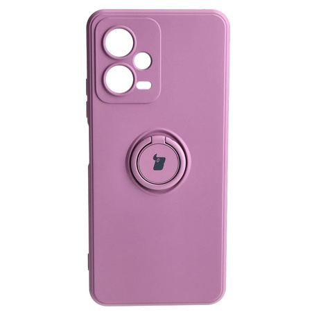 Etui Bizon Case Silicone Ring Sq do Xiaomi Redmi Note 12 5G/Poco X5, ciemnofioletowe