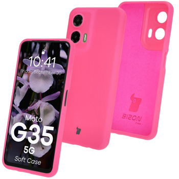 Silikonowe etui Bizon Soft Case do Motorola Moto G35 5G, neonowo-różowe