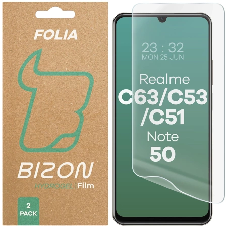 Folia hydrożelowa na ekran Bizon Glass Hydrogel do Realme C53 / Note 50, 2 sztuki