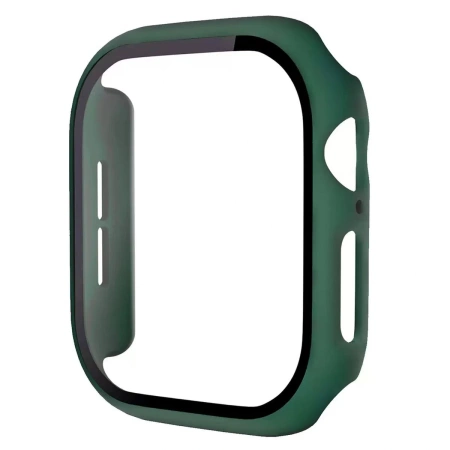 Etui ze szkłem do zegarka Bizon Case Watch Adamo do Apple Watch SE 3 / SE 2 / SE / 6 / 5 / 4 (44 mm), matowe ciemnozielone