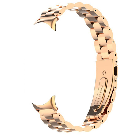 Pasek ze stali nierdzewnej Bizon Strap Watch Aura do Xiaomi Smart Band 10 / 9 / 9 NFC / 8, różowozłoty