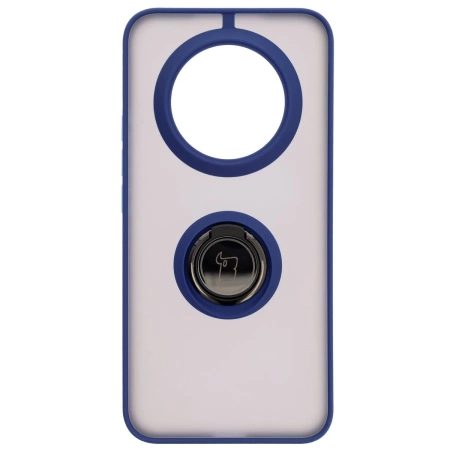 Etui z uchwytem na palec Bizon Case Hybrid Ring do Realme 14 Pro Plus 5G, przydymione z granatową ramką