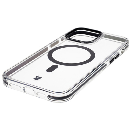 Etui z pierścieniem magnetycznym Bizon Case Marco do iPhone 14 Pro Max, przezroczyste z czarną ramką