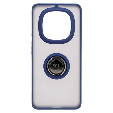 Etui z uchwytem na palec Bizon Case Hybrid Ring do Xiaomi Redmi Note 14 Pro Plus 5G, przydymione z granatową ramką