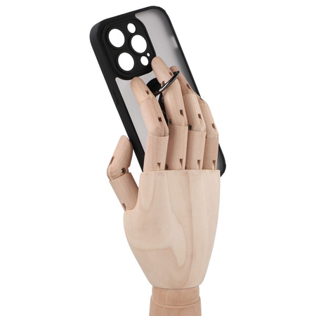Etui z uchwytem na palec Bizon Case Hybrid Ring do iPhone 14 Pro, przydymione z czarną ramką