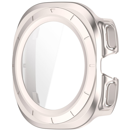 Etui ze szkłem do zegarka Bizon Case+Glass Watch do Galaxy Watch Ultra 2 / 1, satynowo szampańskie