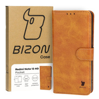 Etui z klapką Bizon Case Pocket do Xiaomi Redmi Note 13 4G, brązowe