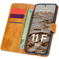 Etui z klapką Bizon Case Pocket do Oppo Reno11 F 5G, brązowe