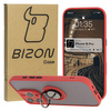Etui z uchwytem na palec Bizon Case Hybrid Ring do iPhone 16 Pro, przydymione z czerwoną ramką