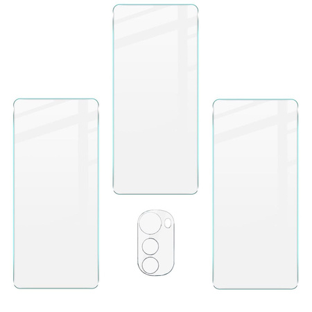 3x Szkło hartowane + szybka na aparat Bizon Glass Clear Pack do Motorola Moto E32 / E32s