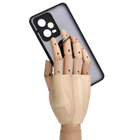 Etui z uchwytem na palec Bizon Case Hybrid Ring do Xiaomi Redmi Note 12 Pro 5G, przydymione z czarną ramką