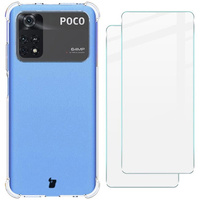 Etui + 2x szkło Bizon Case Clear Pack do Xiaomi Poco M4 Pro 4G, przezroczyste
