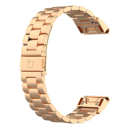 Pasek ze stali nierdzewnej do smartwatcha, Bizon Strap Watch Aura, QuickFit 20 mm, różowozłoty