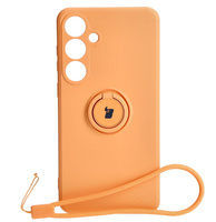 Etui Bizon Case Silicone Ring Sq do Galaxy S24 Plus, pomarańczowe