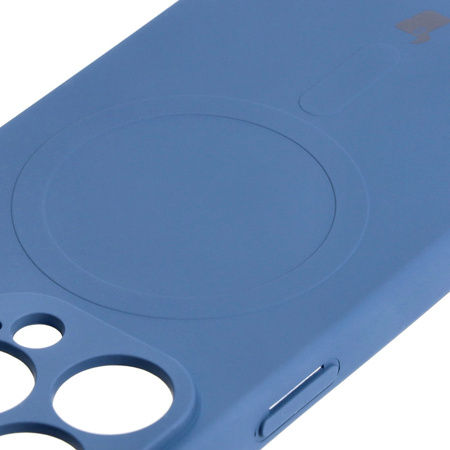 Etui silikonowe z pierścieniem magnetycznym Bizon Case Silicone Magnetic do iPhone 15 Pro, granatowe