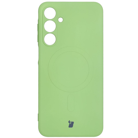 Silikonowe etui z pierścieniem magnetycznym Bizon Case Silicone Magnetic Sq do Galaxy A16 4G / 5G, jasnozielone
