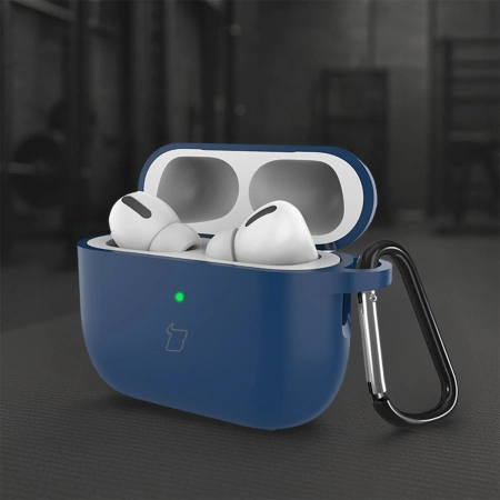 Silikonowe etui z karabińczykiem Bizon Case Headphone Silicone do AirPods Pro 3, granatowe