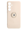 Etui Bizon Case Silicone Ring Sq do Galaxy S24 Plus, beżowe