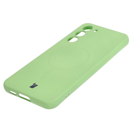 Etui silikonowe z pierścieniem magnetycznym Bizon Case Silicone Magnetic do Galaxy S23 Plus, jasnozielone