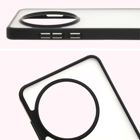 Etui Bizon Case Angelo do OnePlus 13, półprzezroczyste z czarną ramką