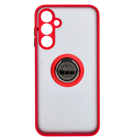 Etui z uchwytem na palec Bizon Case Hybrid Ring do Galaxy A25 5G, przydymione z czerwoną ramką