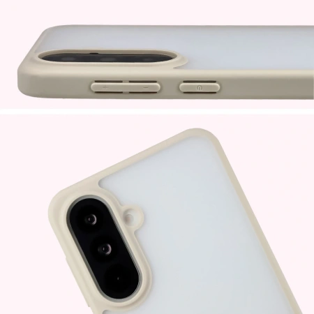 Etui Bizon Case Angelo do Galaxy A37 5G / A36 5G, półprzezroczyste z beżową ramką