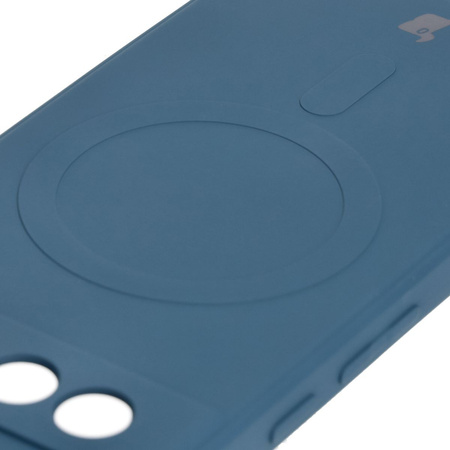 Silikonowe etui z pierścieniem magnetycznym Bizon Case Silicone Magnetic Sq do Google Pixel 8a, granatowe
