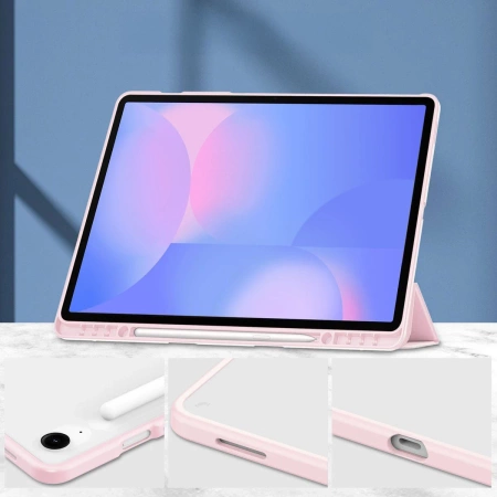 Etui z klapką Bizon Case Tab Clear Matt do Galaxy Tab S10 FE Plus, różowe