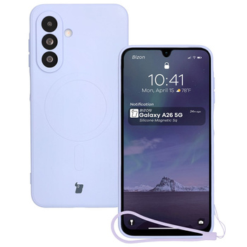 Silikonowe etui z pierścieniem magnetycznym Bizon Case Silicone Magnetic Sq do Galaxy A26 5G, jasnofioletowe