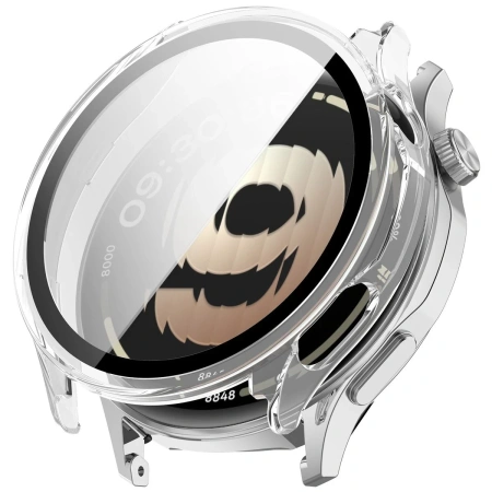 Etui ze szkłem do zegarka Bizon Case Watch Adamo do OnePlus Watch Lite 45 mm / Oppo Watch S 45 mm, przezroczyste