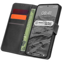 Etui z klapką Bizon Case Pocket do Galaxy S25 Plus / S24 Plus, czarne